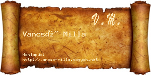 Vancsó Milla névjegykártya